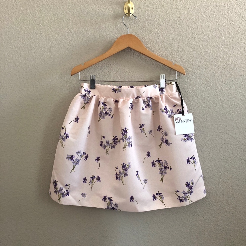 Red Valentino flared floral/print mini skirt